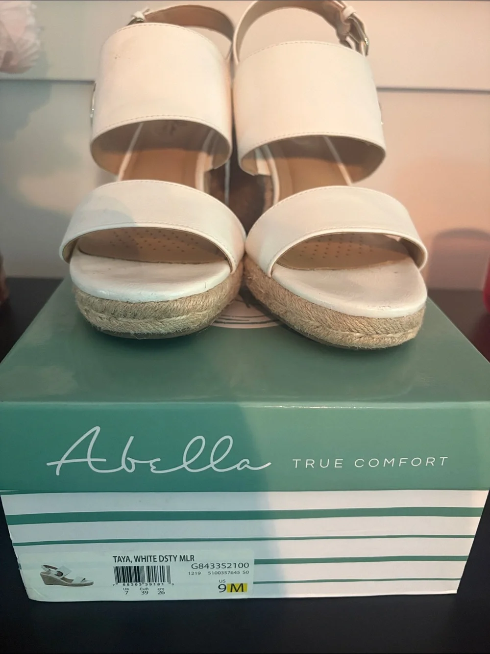 Abella White Espadrille Rope Wedge Sandals